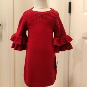 Genuine Kids from Oshkosh Girls 2T burgundy/forever berry ruffles sleeve dress